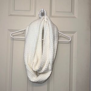 cream colored woven infinity scarf